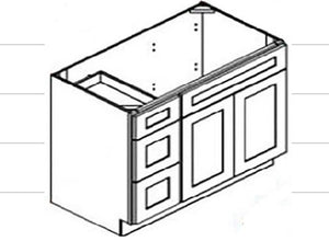 WOODEX VANITY SINK BASE 42" LEFT 3 DRAWER