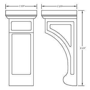 Perla CORBEL 2 3/4" X 8 1/4" X 2 3/4"