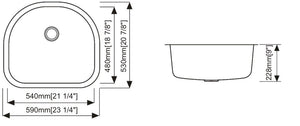 Single Corner Undermount Sink 18G 23"x21"x9"