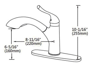 Ratel Pull Out kitchen Faucet 8 11/16" x 10 1/16" Brushed nickel