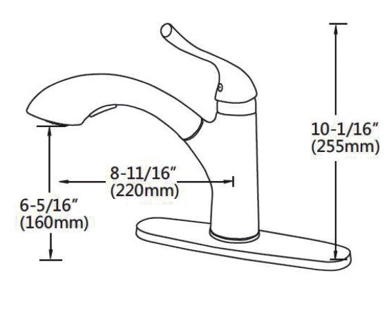 Ratel Pull Out kitchen Faucet 8 11/16" x 10 1/16" Brushed nickel