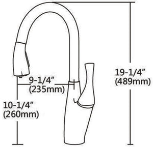 Ratel Pull Down kitchen Faucets 9 1/4" x 19 1/4" Brush nickel