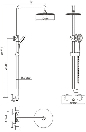 Shower system with 8" round rainfall shower head Chrome