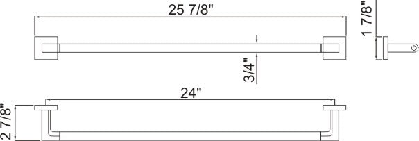 24" Single towel bar Chrome