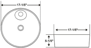 Ceramic round vessel  sink 17 1/5"D x 5 1/5"H