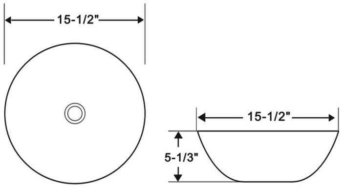 Ceramic round vessel  sink 15 1/2"D x 5 1/3"H