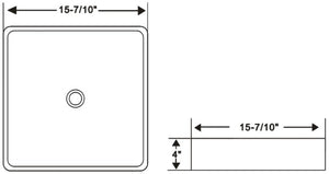Ceramic square vessel  sink 15 7/10"W x 4"H x 15 7/10"D