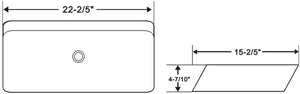Ceramic rectangular vessel  sink 22 2/5"W x 4 7/10"H x 15 2/5"D