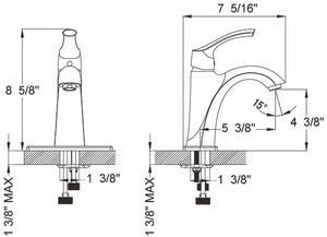 Ratel Single Handle Bathroom faucet  7 5/16" x 8 5/8" Brushed Nickel