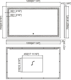 Led Mirror W47 1/4" X H27 9/16" X D1 5/8"