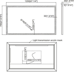 Led Mirror W47 1/4" X H27 9/16" X D1 5/8"