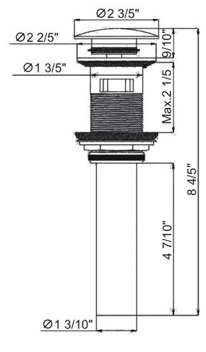 Pop-up drains with overflow hole Chrome Big Cap