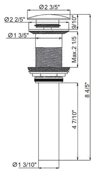 Pop-up drains without overflow hole Brush nickel Big Cap