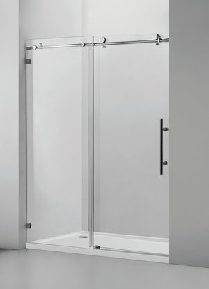 Frameless shower door (10mm)thick tempered glass 60"W x 76"H Chrome