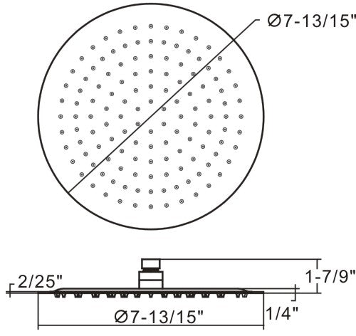 Round rain shower head 11 4/5" x1 7/9"D Chrome