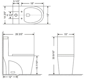 One Piece Oval Toilet with Soft Closing Seat and Dual Flush Height 30 9/10"