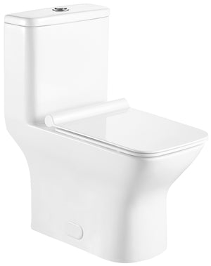 One Piece Square Toilet with Soft Closing Seat and Dual Flush Height 29 9/10"