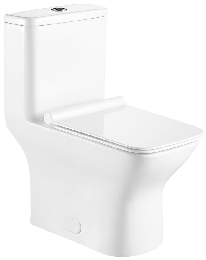 One Piece Square Toilet with Soft Closing Seat and Dual Flush Height 29 9/10"