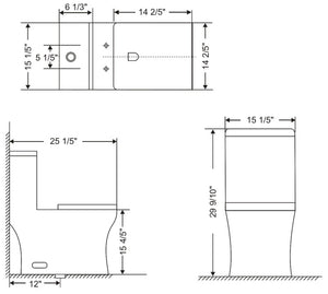 One Piece Square Toilet with Soft Closing Seat and Dual Flush Height 29 9/10"