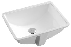 Ceramic square undermount sink 18 1/8"L x 13 5/8"W x 8 3/8"H