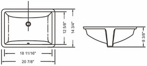 Ceramic square Ivory undermount sink 20 7/8"L x 14 3/4"W x 8 3/8"H