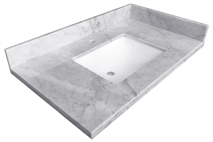 Single Sink Carrara Marble Vanity Top 37.5"x 22.5"x1.5"