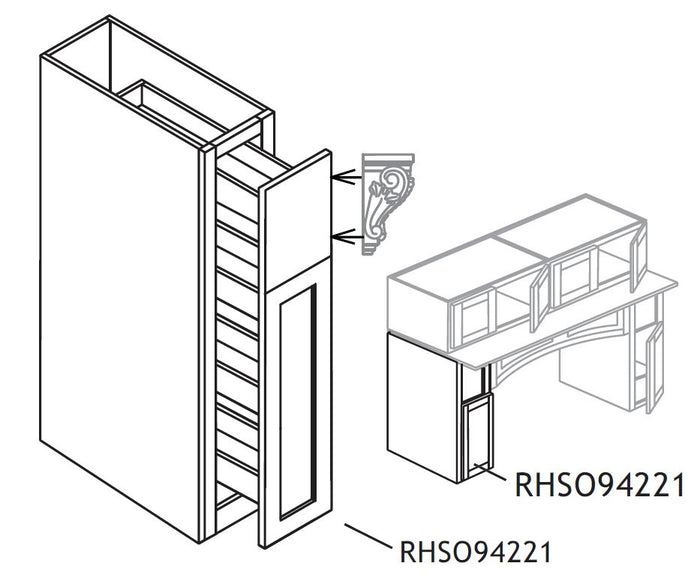 Soda HEARTH HOOD PIER 9" X 42" X 21"